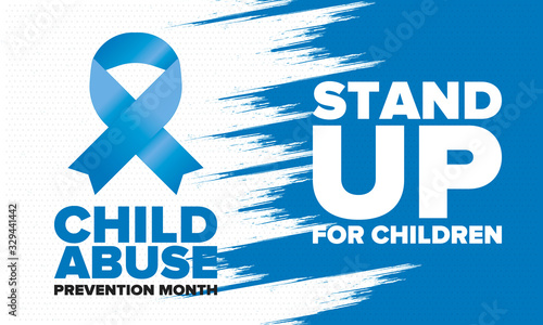 Child Abuse Prevention Month. Celebrate annual in April in United States. Stop child violence. Children protection and safety month. Unity for children. Poster, banner, background. Vector illustration