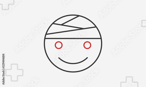 Patient icon, outline smiling patient symbol, thin line vector illustration