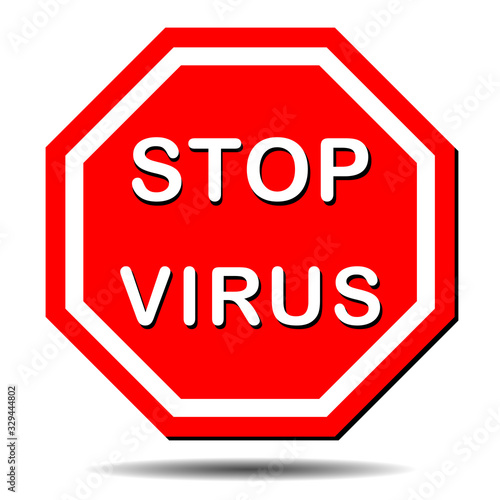 MERS-Cov (Middle East Respiratory Syndrome, Coronavirus), New Coronavirus (2019-nKoV). Warning of the danger of a scary virus red hexagonal stop sign. Vector EPS 10