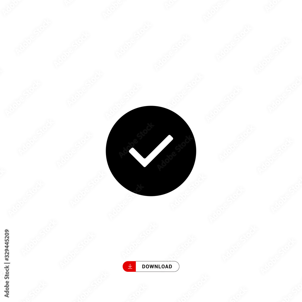 Correct vector icon. Checkmark right symbol tick sign. Ok button correct circle symbol for your web site design or mobile app, graphic design, UI. EPS10. Vector illustration Correct vector icon. Checkmark right symbol tick sign. Ok button correct circle symbol for your web site design or mobile app, graphic design, UI. EPS10. Vector illustration