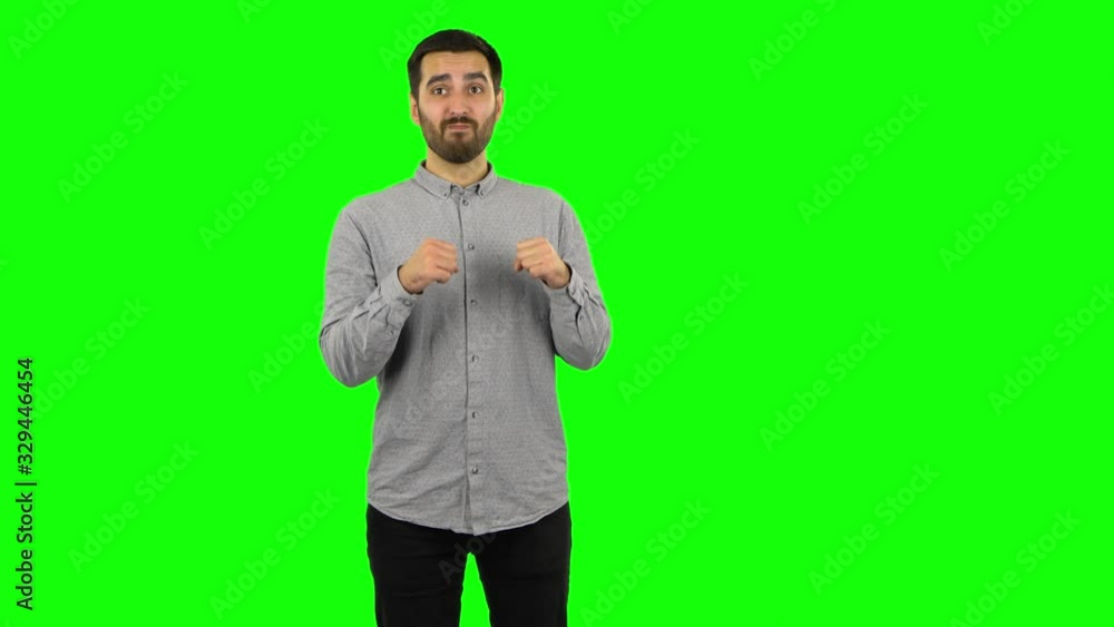 Brunette guy is dancing funny. Green screen Brunette guy is dancing funny. Green screen