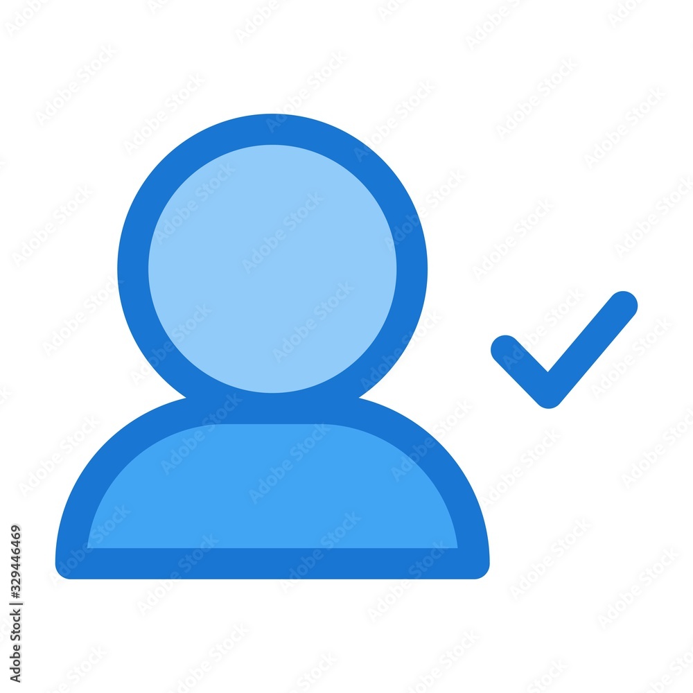 User icon with checkmark sign in flat style. Accepted friendship, confirmed connection signs. Approved profile with tick symbol. User icon with checkmark sign in flat style. Accepted friendship, confirmed connection signs. Approved profile with tick symbol.