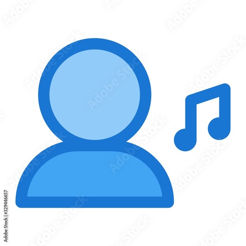 User account with music note symbol. Social media profile, multimedia sign.