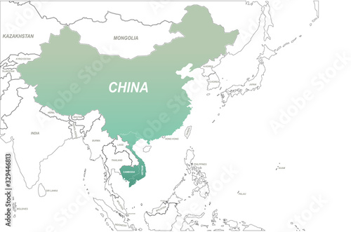 south asia countries map. china map. vietnam map. cambodia map.