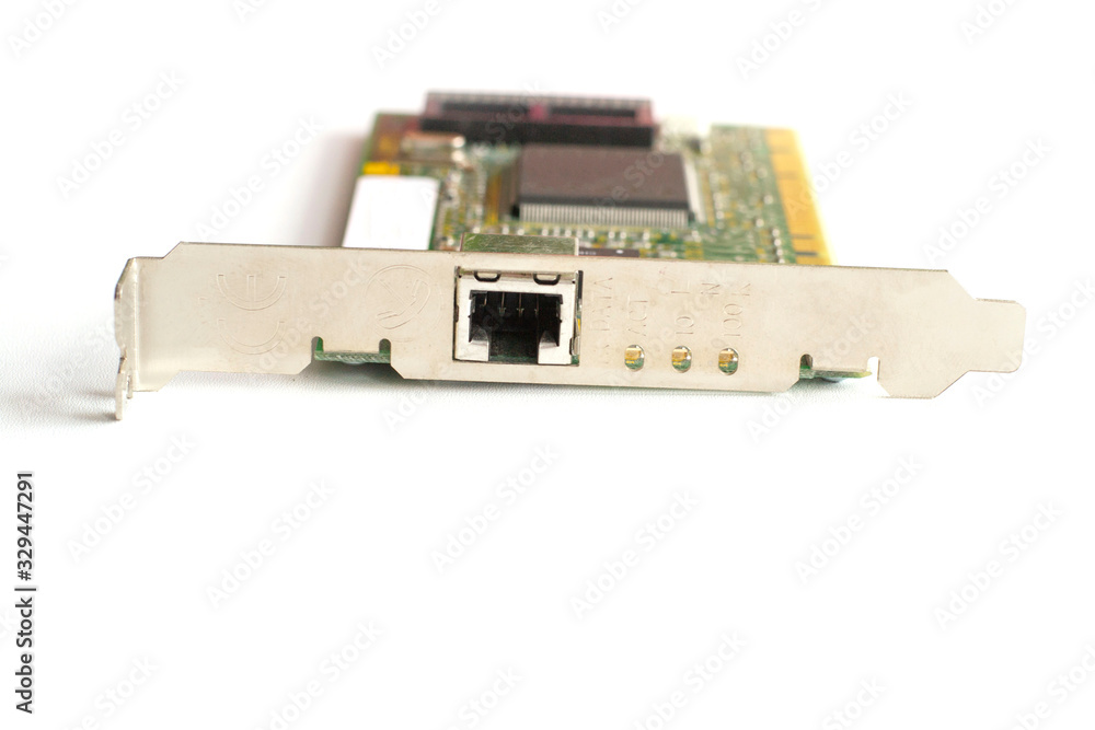 close-up of PCI-slot network card for computer. close-up of PCI-slot network card for computer.