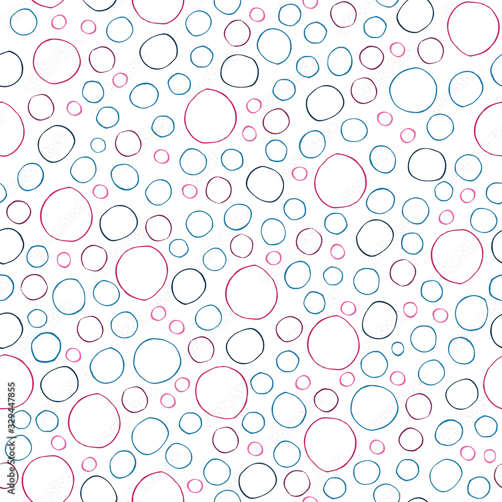 White pattern with colorful hand drawn circles