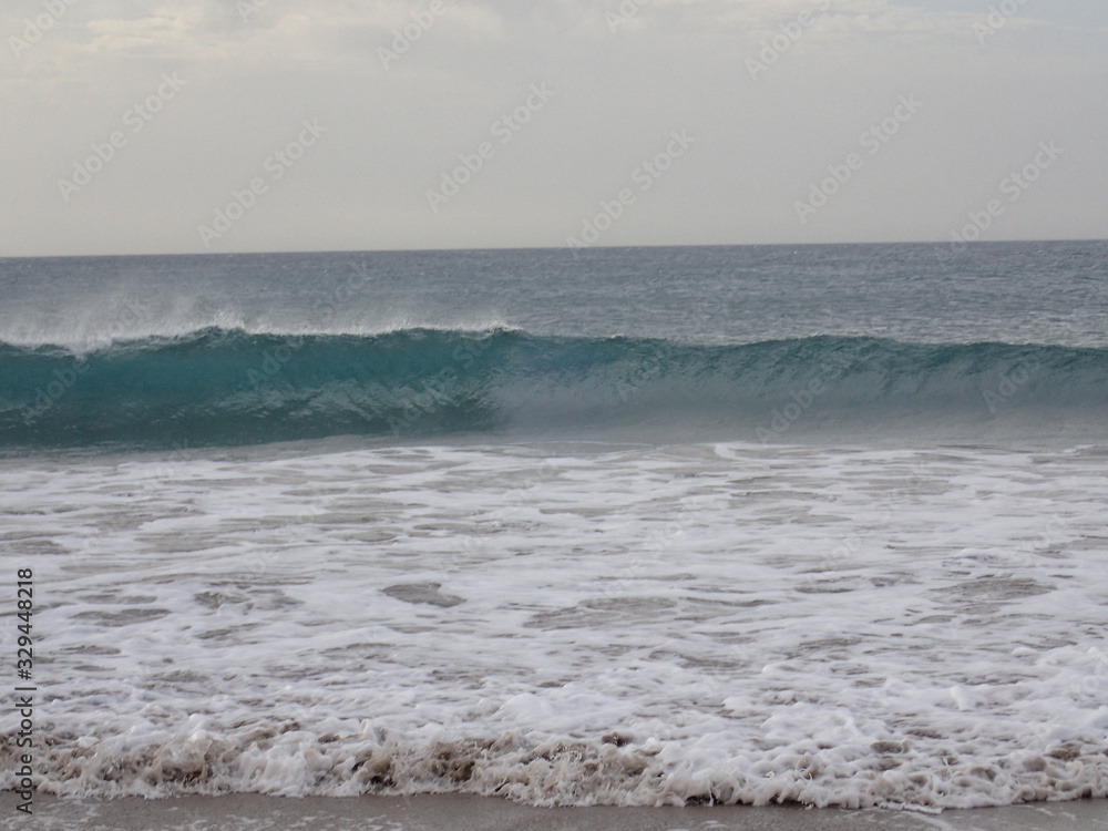 landscape of rough blue ocean and cloudless sky landscape of rough blue ocean and cloudless sky