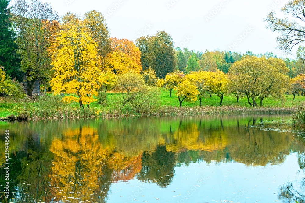 Autumn water landscape in the park in Russia Autumn water landscape in the park in Russia