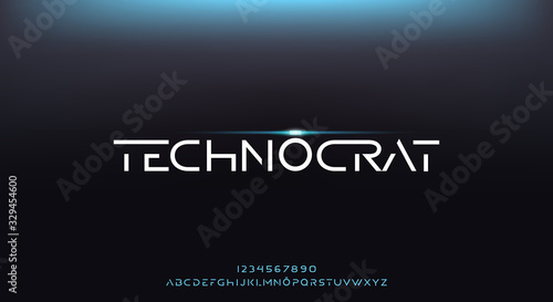 Technocrat, an abstract elegant technology futuristic alphabet font. digital space typography vector illustration design