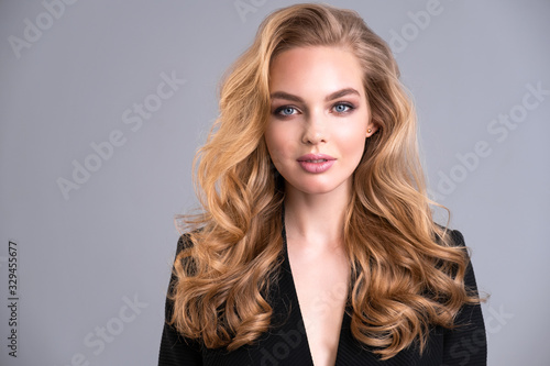 Photography Beautiful face of an attractive model with blue eyes