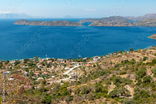 Fototapeta Naklejka Na Ścianę i Meble -  Bozburun, Marmaris Mugla / Turkey - August 26, 2018. A view from Sogut Koyu Village 
