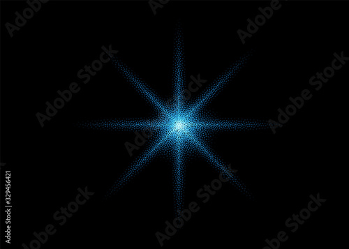 Light abstract blue star, a flash consisting of dots. Vector illustration. © Evg V