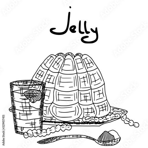 jelly sketch drawing bright illustration. print