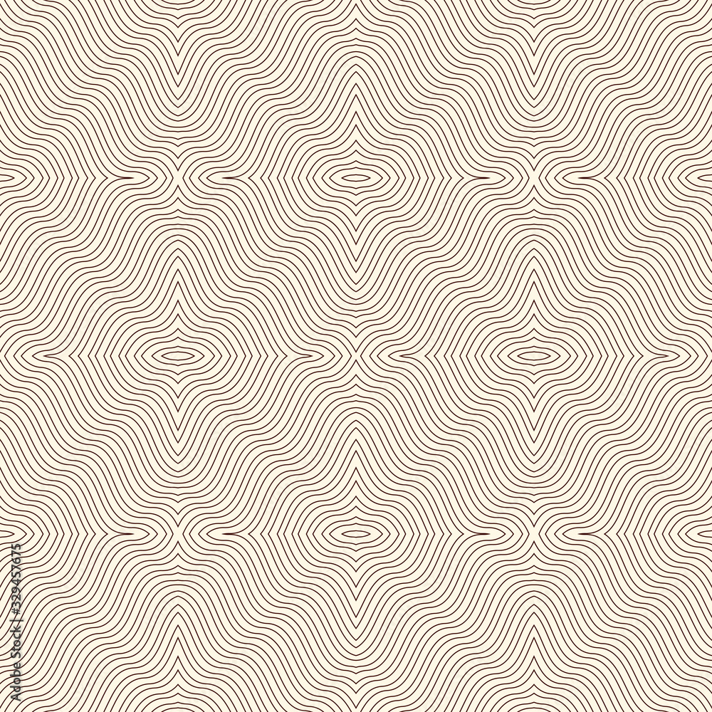 Outline op art background. Psychedelic optical illusion effect wallpaper. Seamless pattern with geometric ornament.