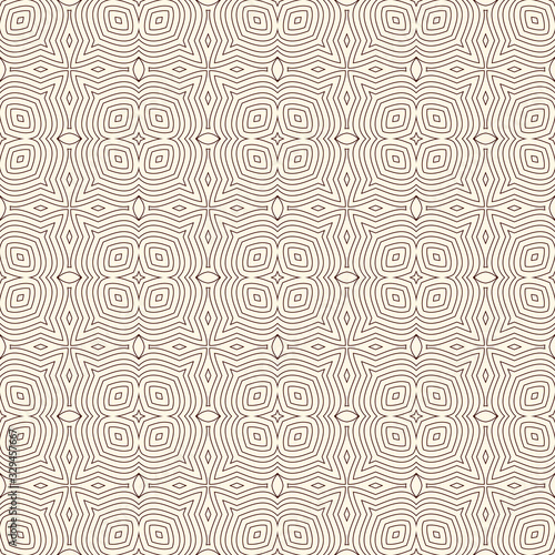 Outline seamless pattern with floral motif. Ornamental abstract background. Ethnic and tribal print.