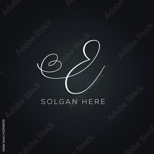 letter E logo vector signature design