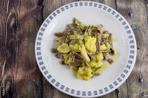 Pizzoccheri, typical dish of Valtellina cuisine, Italy photo