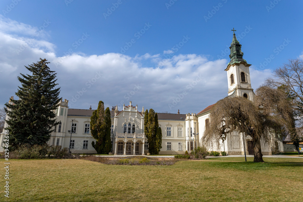 The famous Brunszvik Palace in Martonvasar, Hungary on a sunny spring day. The famous Brunszvik Palace in Martonvasar, Hungary on a sunny spring day.