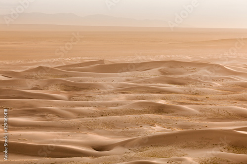 Mongolia Gobi desert  Khongor sand dunes at sunset