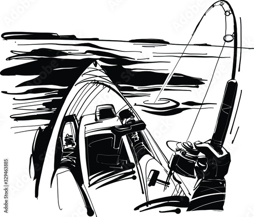 illustration of a kayak fishing