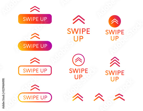 Swipe up button collection. Vector social media ui concept. Scroll banner sign.