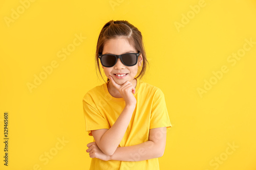 Funny little girl with sung...