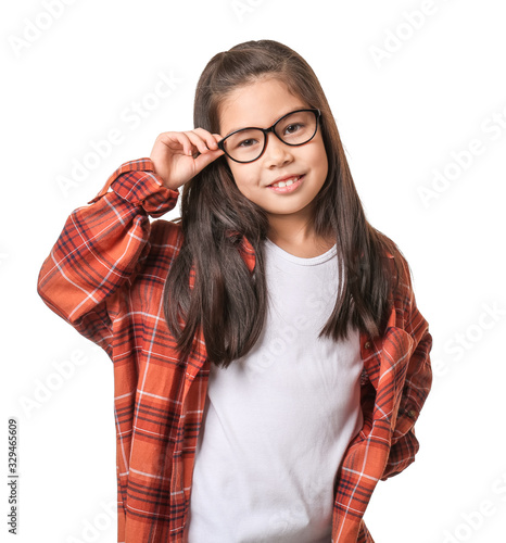 Funny little girl with glas...