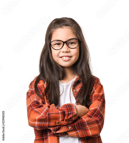 Funny little girl with glas...