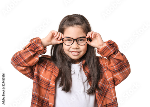 Funny little girl with glas...