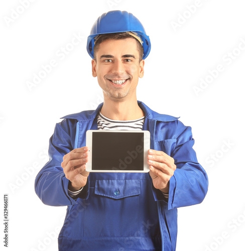 Handsome male worker with t...