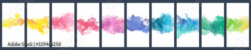 Set of light colorful vector watercolor vertical backgrounds for poster, banner or flyer