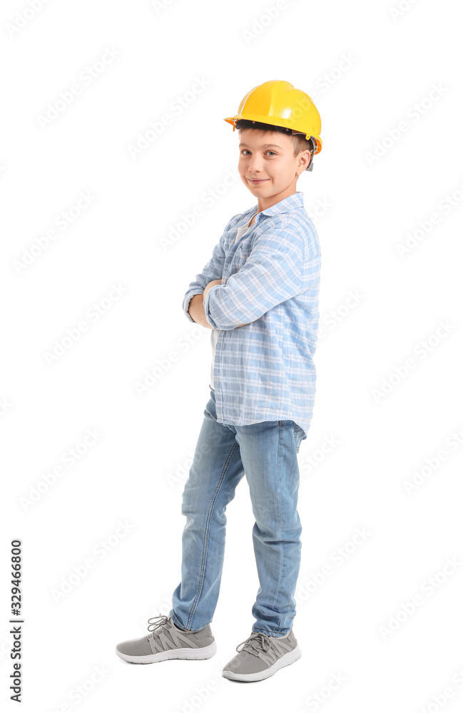 Cute little architect on white background Cute little architect on white background