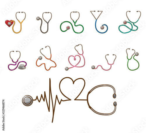 stethoscope vector set collection graphic clipart design