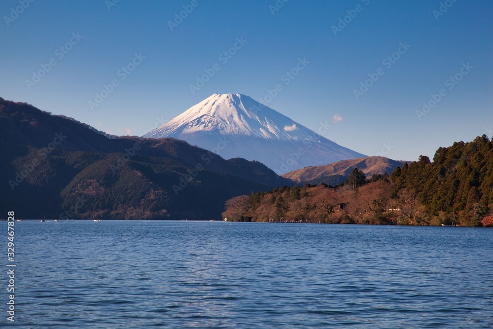 Mount Fuji and Lake Ashinoko in JAPAN