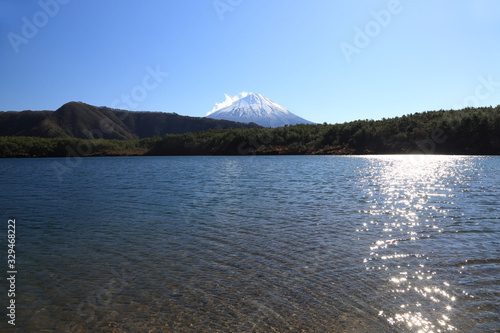 Mount Fuji and Lake Saiko in Japan