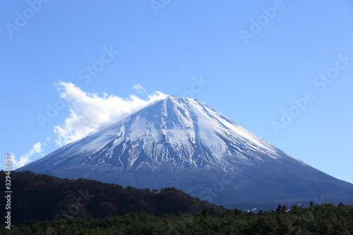 Mount Fuji and Lake Saiko in Japan