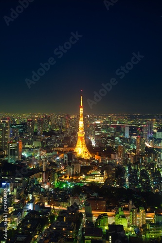 Tokyo Tower at night in Tokyo Japan