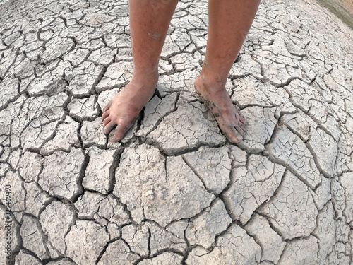 Feet on a dry area