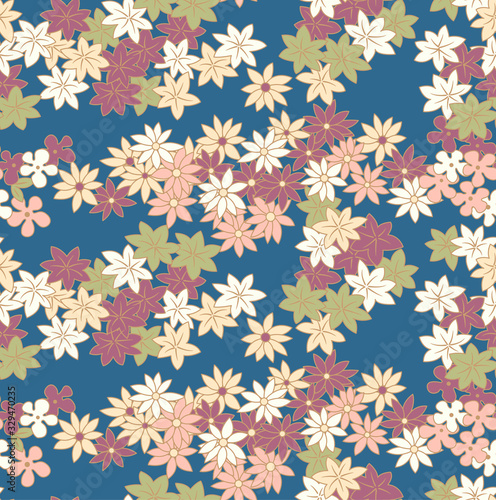 Japanese Flower Garden Vector Seamless Pattern