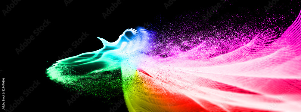 虹色に光輝く伝説の鳥がはばたく Stock Illustration | Adobe Stock