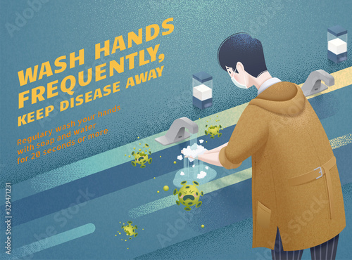 Man washing hands frequently