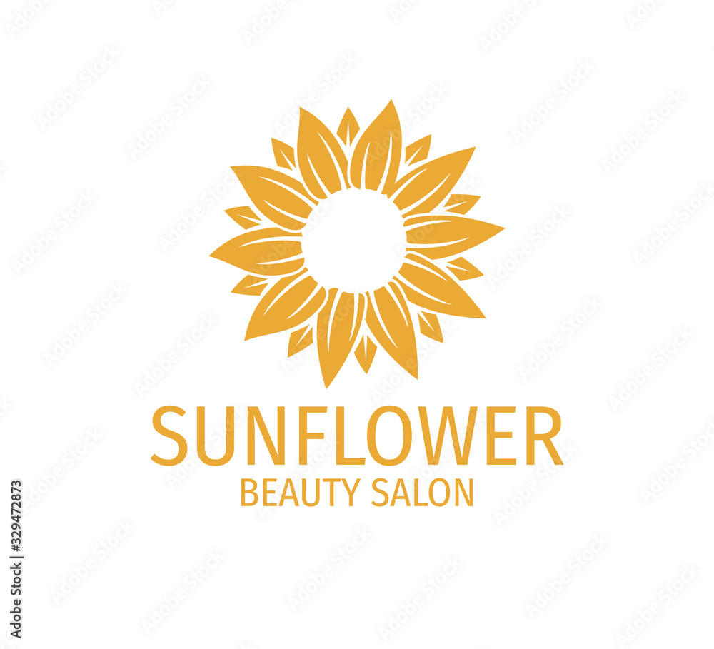 Fototapeta premium yellow sunflower vector logo design concept in white background