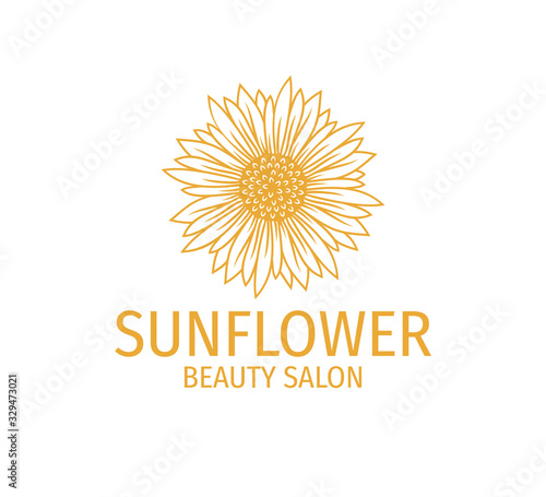 yellow sunflower vector logo design concept in white background