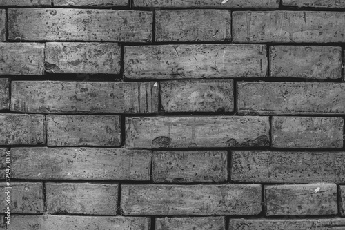 Black and white brick wall. background