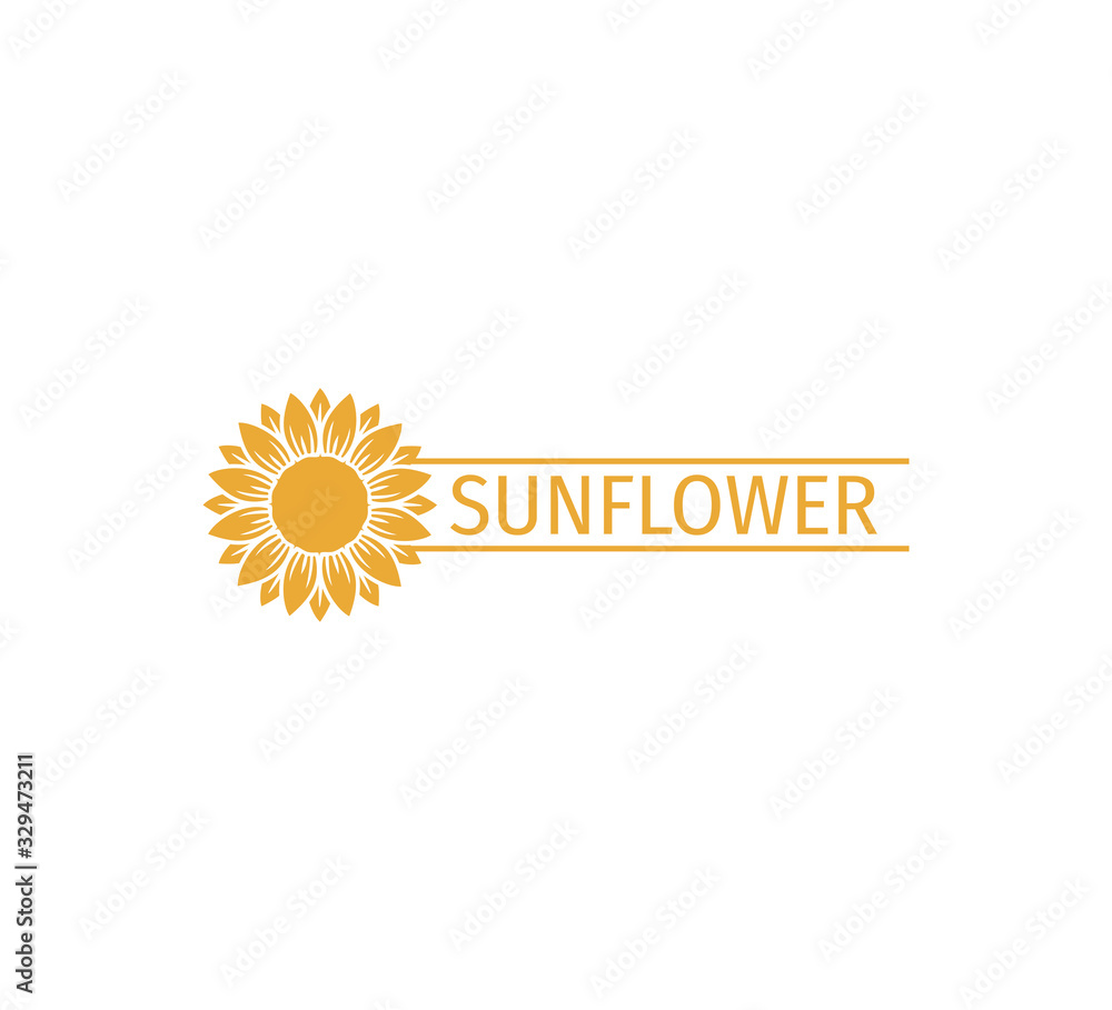 Fototapeta premium sunflower vector logo design concept with space bar for text writing