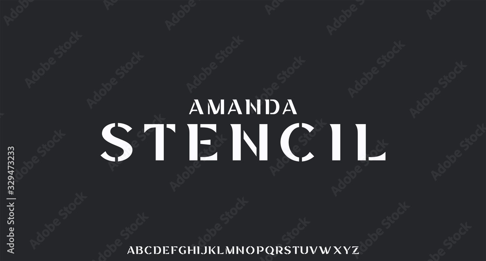 amanda stencil, luxury font with stencil style