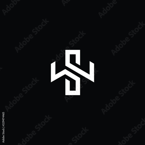 Title: Minimal elegant monogram art logo. Outstanding professional trendy awesome artistic WS SW initial based Alphabet icon logo. Premium Business logo White color on black background