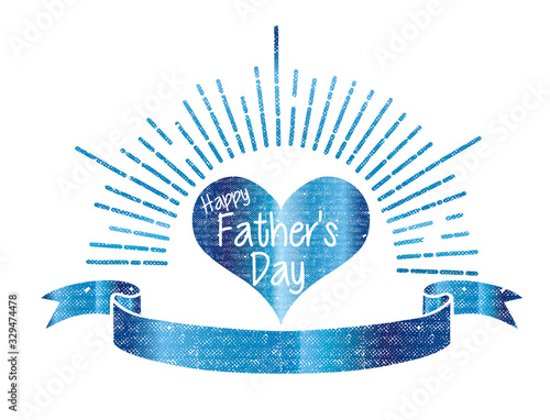 父の日のロゴ・ロゴマーク・アイコン　｜ハートと集中線とリボンのデザイン｜Father's Day Logo