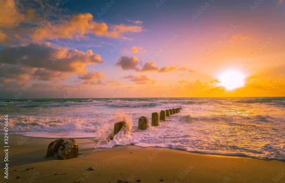 sunrise sunset beach colors sun ocean sky clouds water sand landscape miami florida beautiful horizon storm coast summer rocks