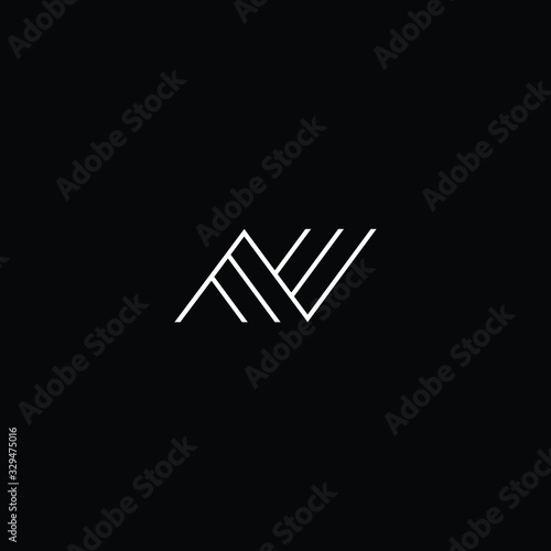 Title  Minimal elegant monogram art logo. Outstanding professional trendy awesome artistic MW WM NM N NW WN initial based Alphabet icon logo. Premium Business logo White color on black background